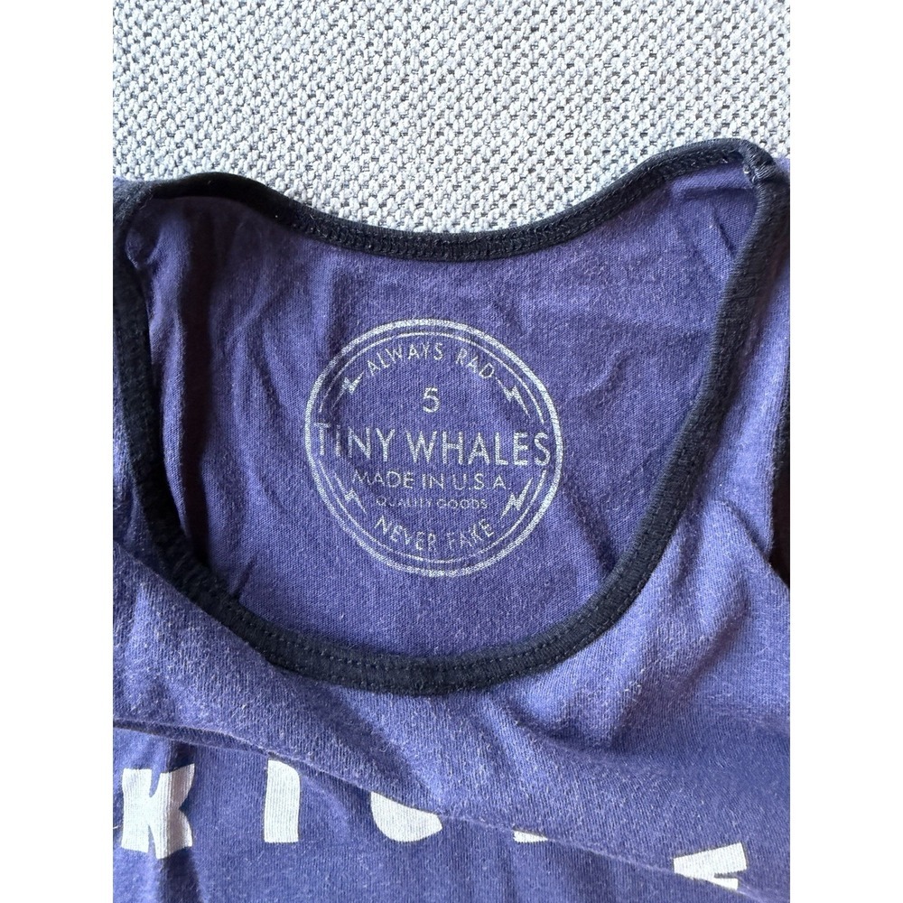 Tiny Whales Boys Tank Top Size 5 Blue Kicked It In The Sun Graphic Summer Tee - Picture 2 of 2